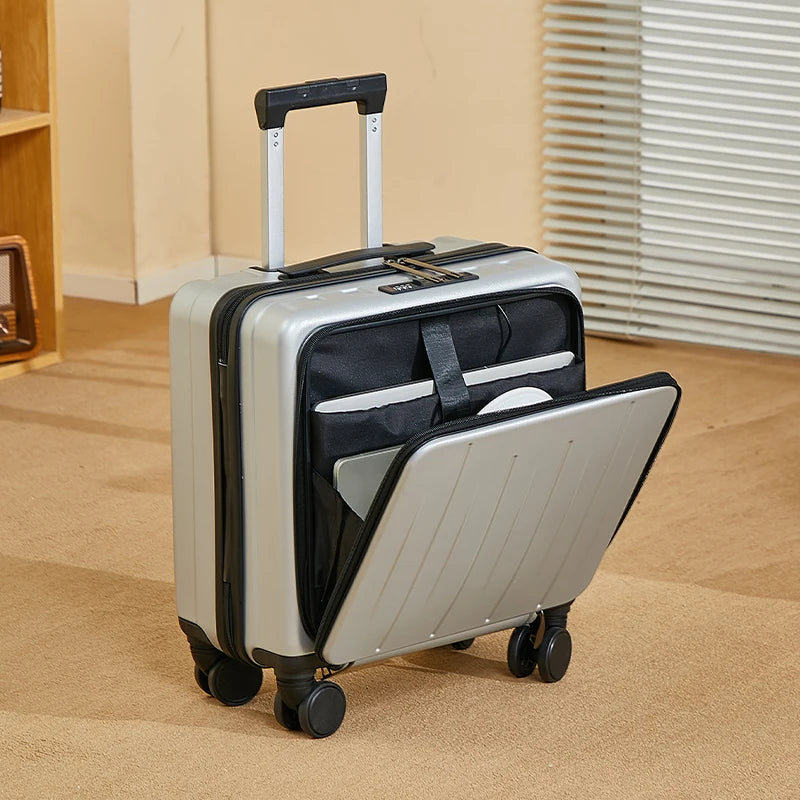 Light Weight Suitcase 18 inches Suitcase Large Capacity Travel Case Swivel Wheels Suitcase Small Luggage Compartment