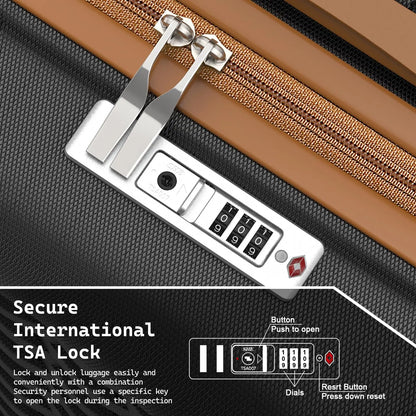 Melalenia Luggage, Hard Shell ABS Suitcase with TSA Lock with Spinner Wheel, Lightweight Checked Medium Luggage for Travel