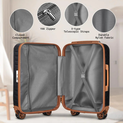 Melalenia Luggage, Hard Shell ABS Suitcase with TSA Lock with Spinner Wheel, Lightweight Checked Medium Luggage for Travel
