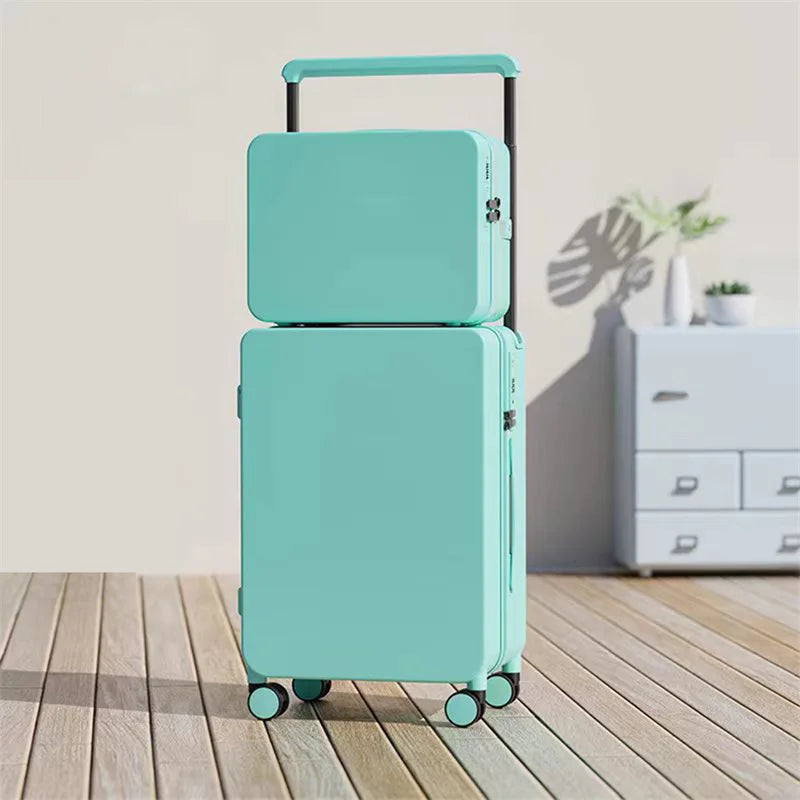 20+14"24+14" Luggage Set with USB & Cup Holder TSA Lock 360° Wheels Side-standing foot hook PC+ABS Suitcase Foldable Travel case