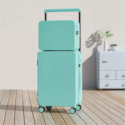20+14"24+14" Luggage Set with USB & Cup Holder TSA Lock 360° Wheels Side-standing foot hook PC+ABS Suitcase Foldable Travel case