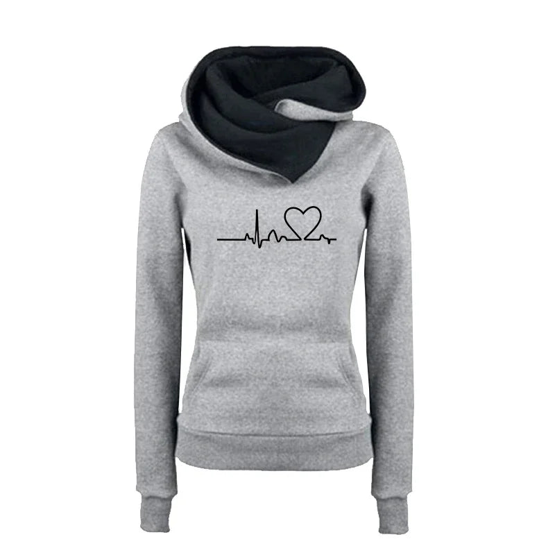 Double Collar Pullovers Daily Outdoors Hot Sale Autumn Winter Sports Women's Sweatshirts Quality Fashion Versatile Hoodies Print