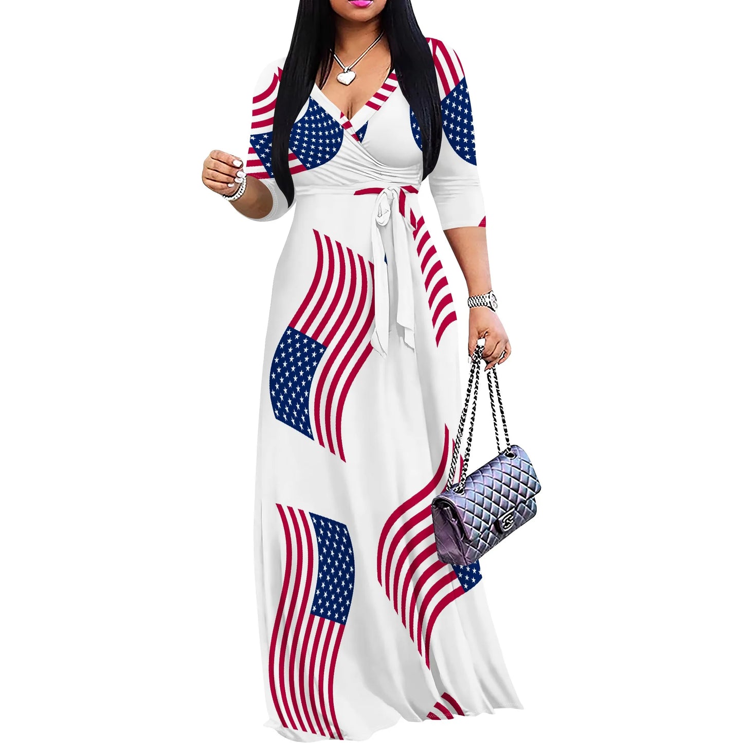 Pullover Sexy V Neck Short Sleeve Loose Long Dress for Women Fashion Printed Summer Beach Party Casual Maxi Dresses