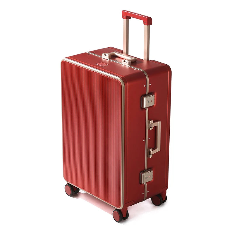 New Luggage Men and Women 20-28 Inch Large Capacity Aluminum Frame Travel Suitcase with Retractable Handle Password Suitcase