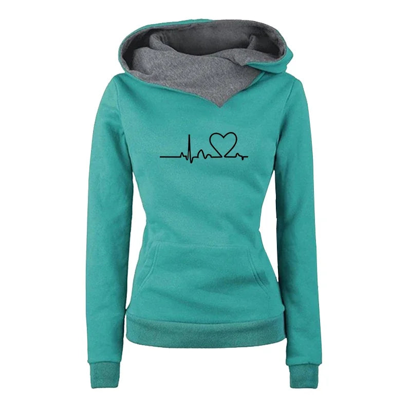 Double Collar Pullovers Daily Outdoors Hot Sale Autumn Winter Sports Women's Sweatshirts Quality Fashion Versatile Hoodies Print
