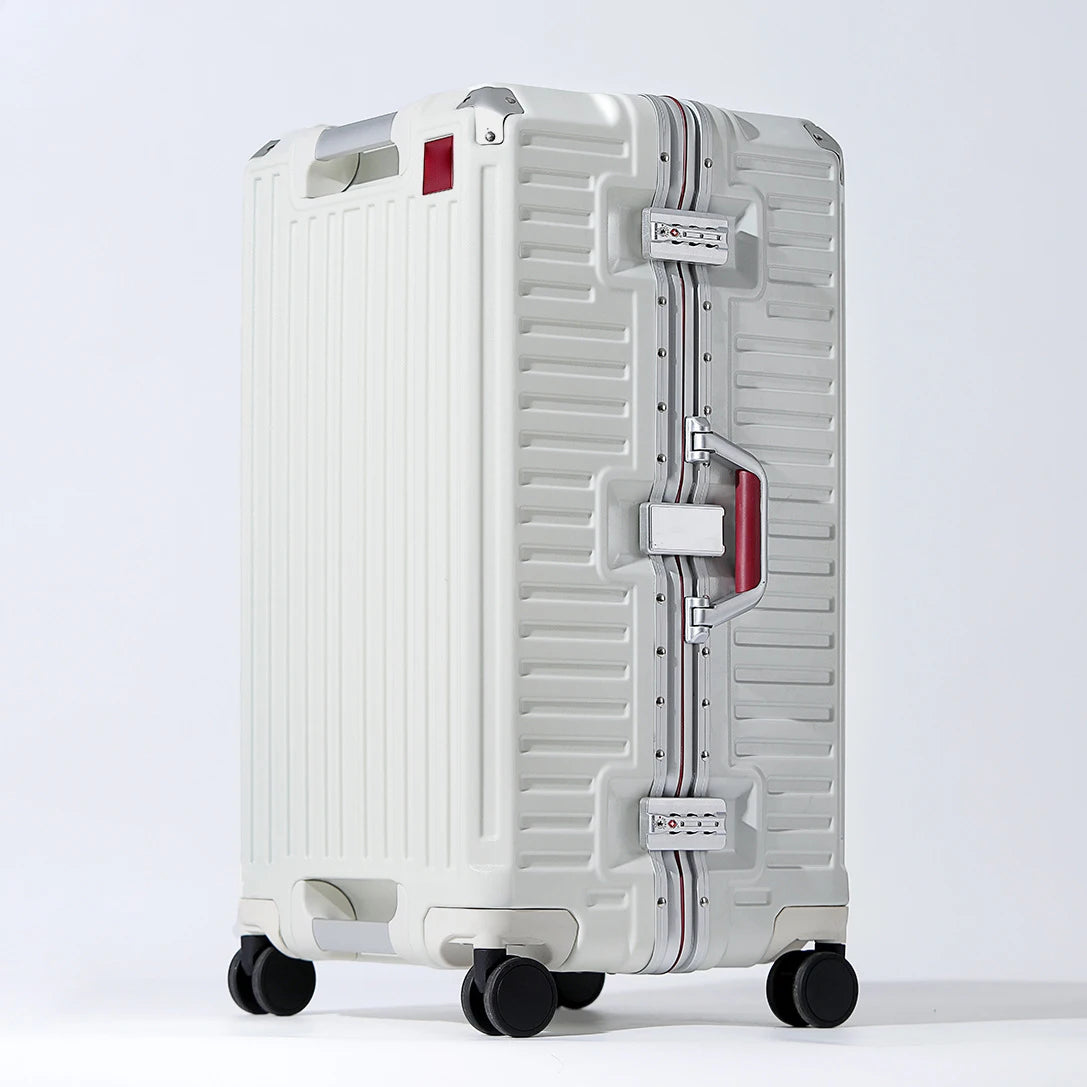 Suitcase Wide Handle Travel Suitcase Men 20 24 26 Carry-On Luggage Women PC Aluminum Frame Trolley Case