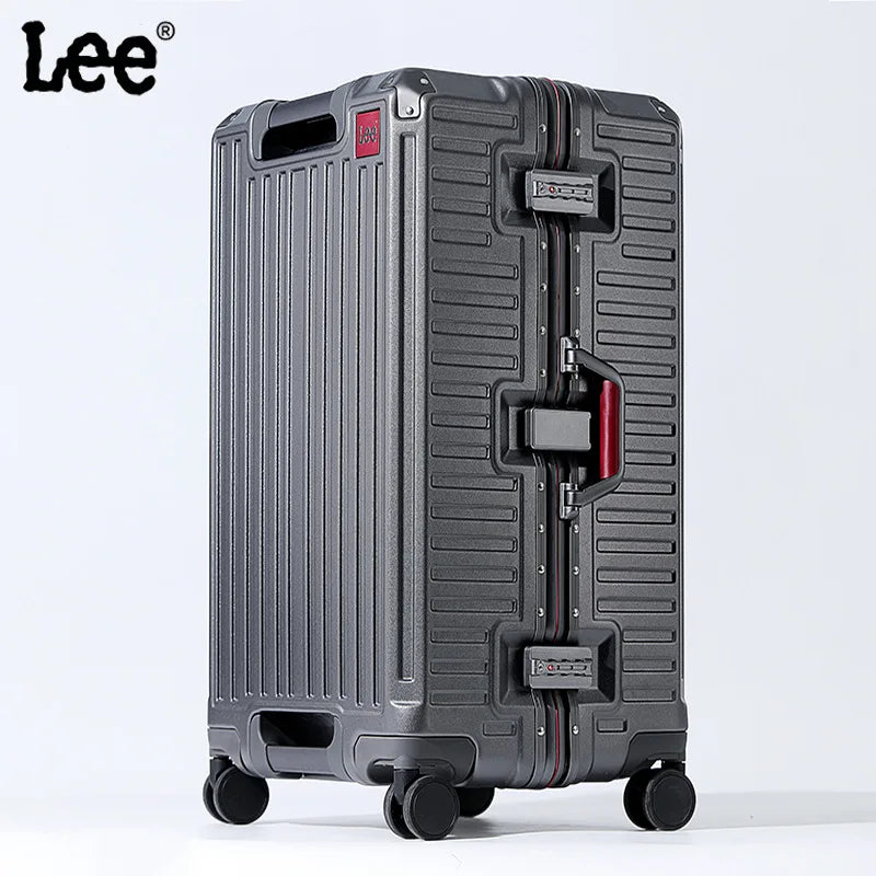 Suitcase Wide Handle Travel Suitcase Men 20 24 26 Carry-On Luggage Women PC Aluminum Frame Trolley Case