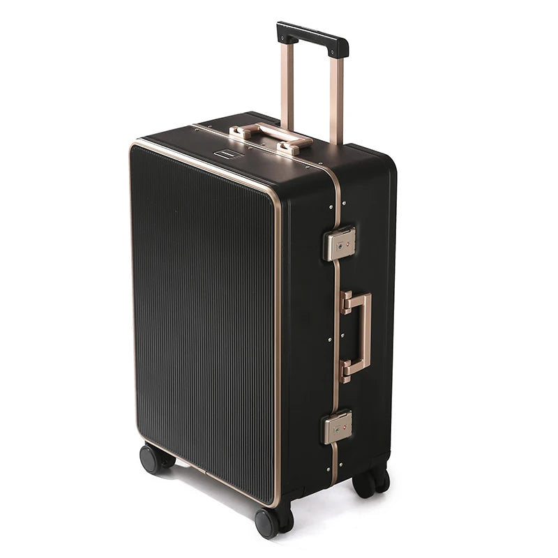 New Luggage Men and Women 20-28 Inch Large Capacity Aluminum Frame Travel Suitcase with Retractable Handle Password Suitcase