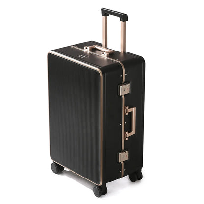 New Luggage Men and Women 20-28 Inch Large Capacity Aluminum Frame Travel Suitcase with Retractable Handle Password Suitcase