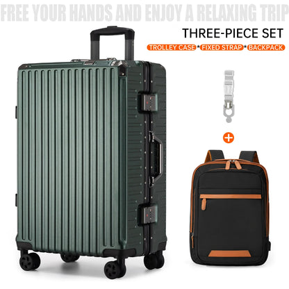 Trolley Luggage 20 24 26 28 Inch Aluminum Frame Rolling Luggage Case USB Travel Suitcase on Wheels Combination Lock Carry-On Luggage