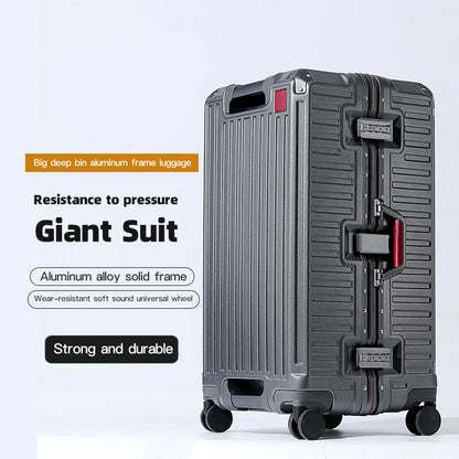 Suitcase Wide Handle Travel Suitcase Men 20 24 26 Carry-On Luggage Women PC Aluminum Frame Trolley Case
