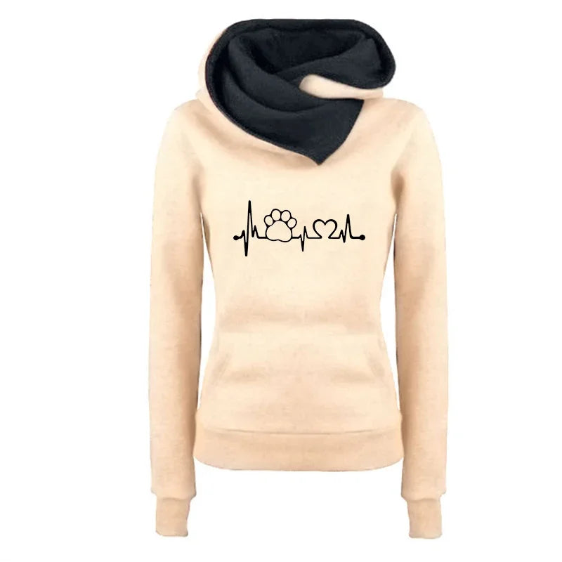 Pullovers Daily Outdoors Hoodies Print Double Collar Hot Sale Autumn Winter Sports Women's Sweatshirts Quality Fashion Versatile