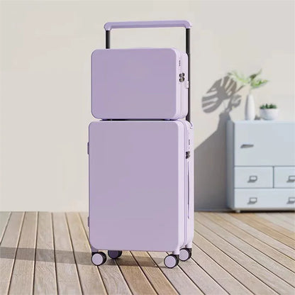 20+14"24+14" Luggage Set with USB & Cup Holder TSA Lock 360° Wheels Side-standing foot hook PC+ABS Suitcase Foldable Travel case