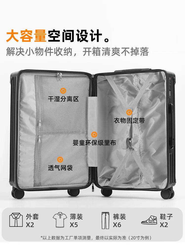 SUSHIMU Suitcase  Travel Suitcase Men 20 24 26 Carry-On Luggage Women PC   Frame Trolley Case