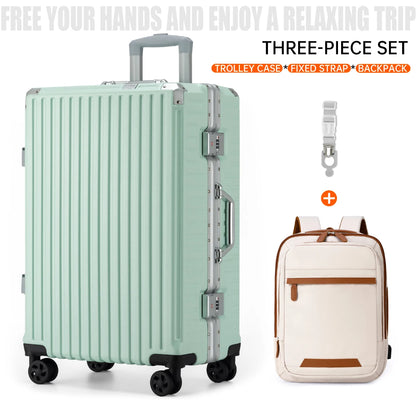 Trolley Luggage 20 24 26 28 Inch Aluminum Frame Rolling Luggage Case USB Travel Suitcase on Wheels Combination Lock Carry-On Luggage