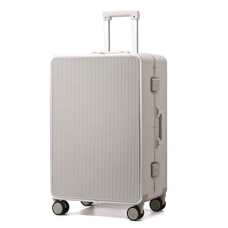 New Luggage Men and Women 20-28 Inch Large Capacity Aluminum Frame Travel Suitcase with Retractable Handle Password Suitcase