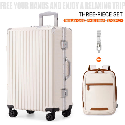 Trolley Luggage 20 24 26 28 Inch Aluminum Frame Rolling Luggage Case USB Travel Suitcase on Wheels Combination Lock Carry-On Luggage