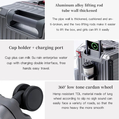 Suitcase Wide Handle Travel Suitcase Men 20 24 26 Carry-On Luggage Women PC Aluminum Frame Trolley Case