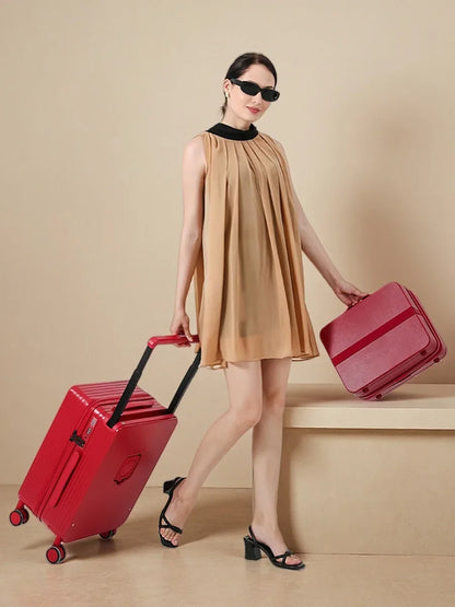 20+14"24+14" Luggage Set with USB & Cup Holder TSA Lock 360° Wheels Side-standing foot hook PC+ABS Suitcase Foldable Travel case