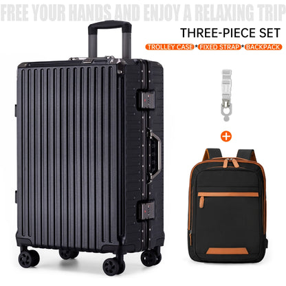 Trolley Luggage 20 24 26 28 Inch Aluminum Frame Rolling Luggage Case USB Travel Suitcase on Wheels Combination Lock Carry-On Luggage