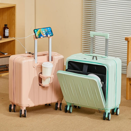 Light Weight Suitcase 18 inches Suitcase Large Capacity Travel Case Swivel Wheels Suitcase Small Luggage Compartment