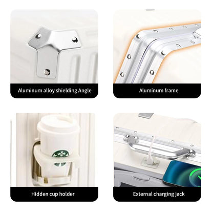 Trolley Luggage 20 24 26 28 Inch Aluminum Frame Rolling Luggage Case USB Travel Suitcase on Wheels Combination Lock Carry-On Luggage