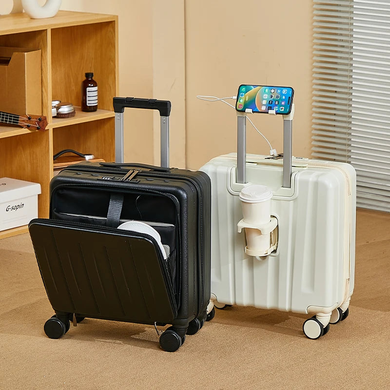 Light Weight Suitcase 18 inches Suitcase Large Capacity Travel Case Swivel Wheels Suitcase Small Luggage Compartment