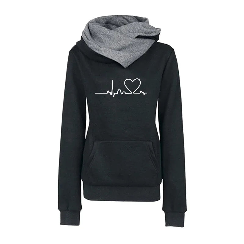 Double Collar Pullovers Daily Outdoors Hot Sale Autumn Winter Sports Women's Sweatshirts Quality Fashion Versatile Hoodies Print