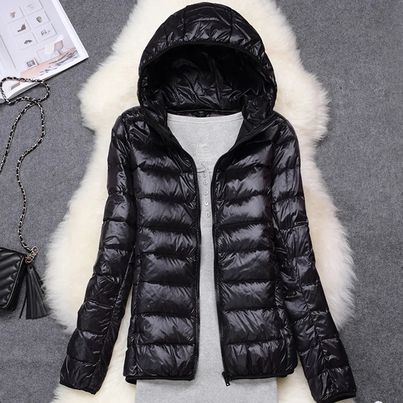 Women Puffer Jacket 15 Colors Plus Size 5XL 6XL 7XL 2025 New Spring Autumn Female Ultra Lightweight Packable Hooded Down Coats